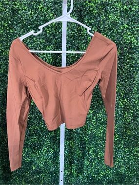 lululemon athletica Long-Sleeve Scoop Crop Top - Rust Brown